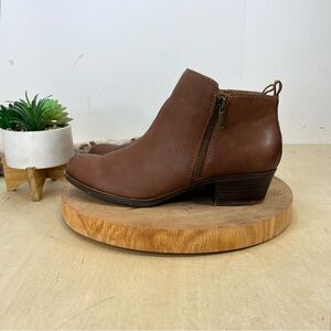 Lucky Brand | Basal Cognac Leather Zip Booties Size 8.5/39